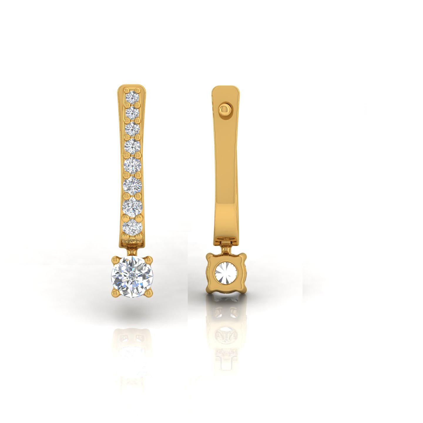 Pendientes de diamantes auténticos de 0,4 quilates con claridad SI y color HI Joyas de oro amarillo de 18 quilates Corte redondo en venta