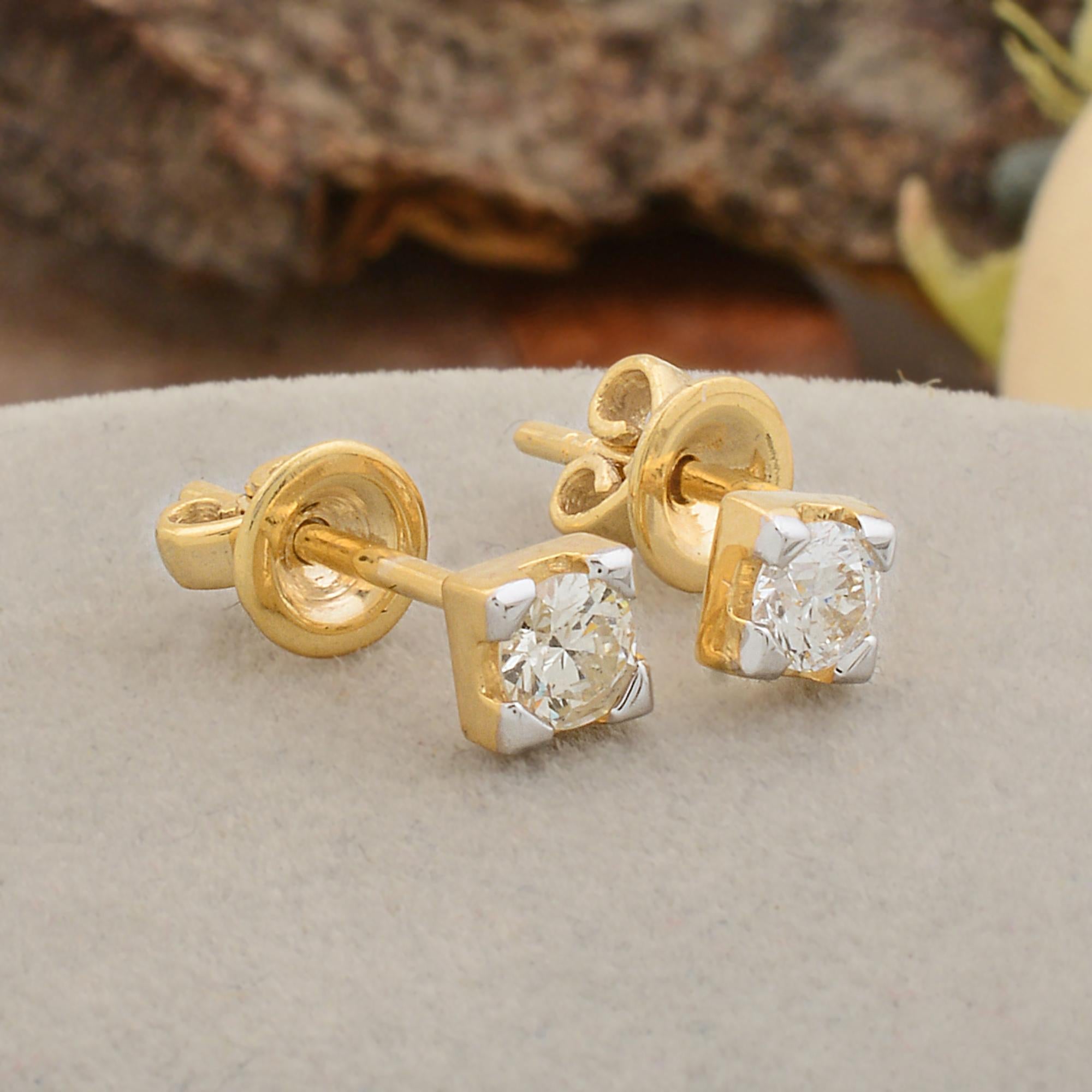 Echte 0,40 Karat SI/H Solitär-Diamant-Ohrstecker 10 Karat Gelbweißgold (Moderne) im Angebot