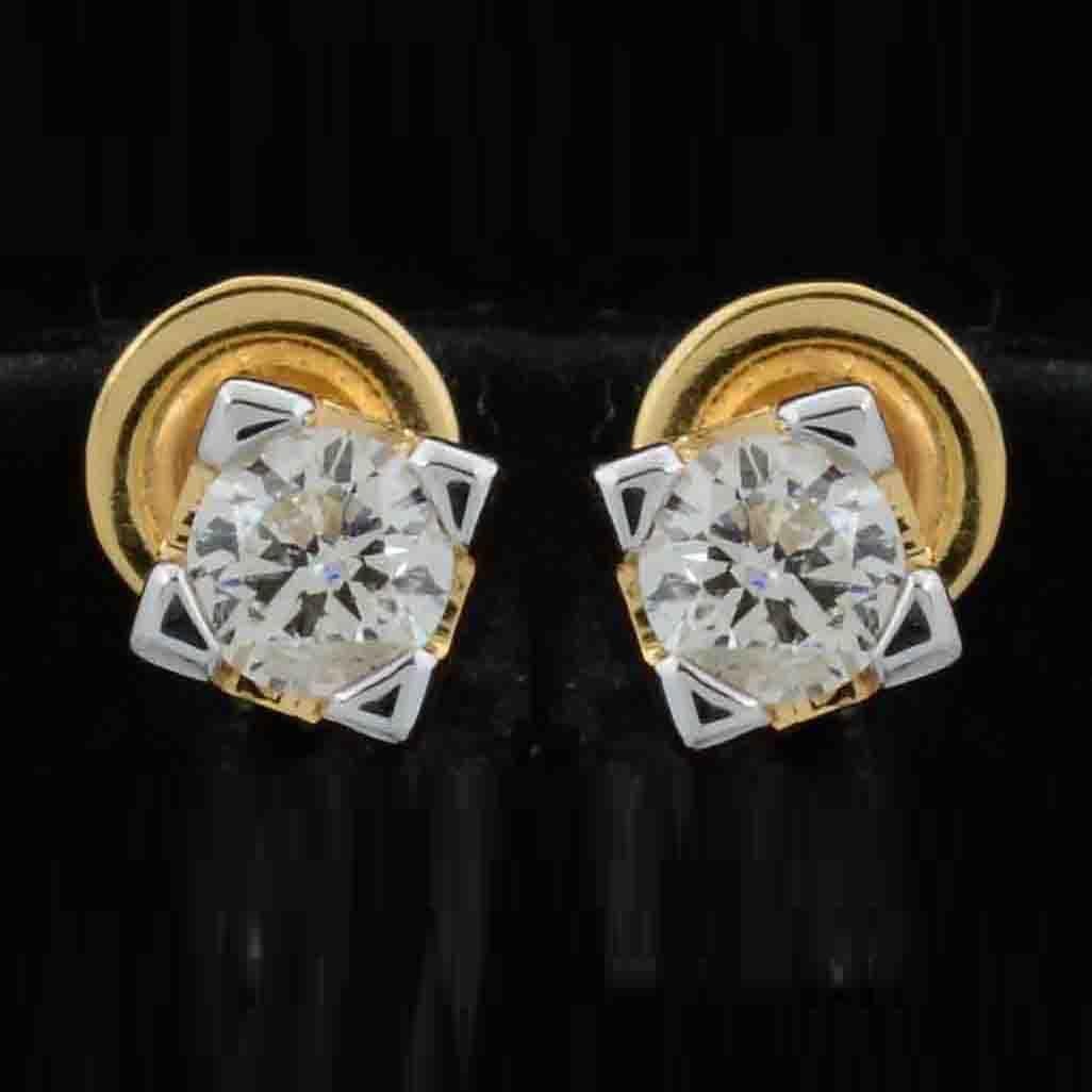 Echte 0,40 Karat SI/H Solitär-Diamant-Ohrstecker 10 Karat Gelbweißgold im Zustand „Neu“ im Angebot in Diera, Dubai