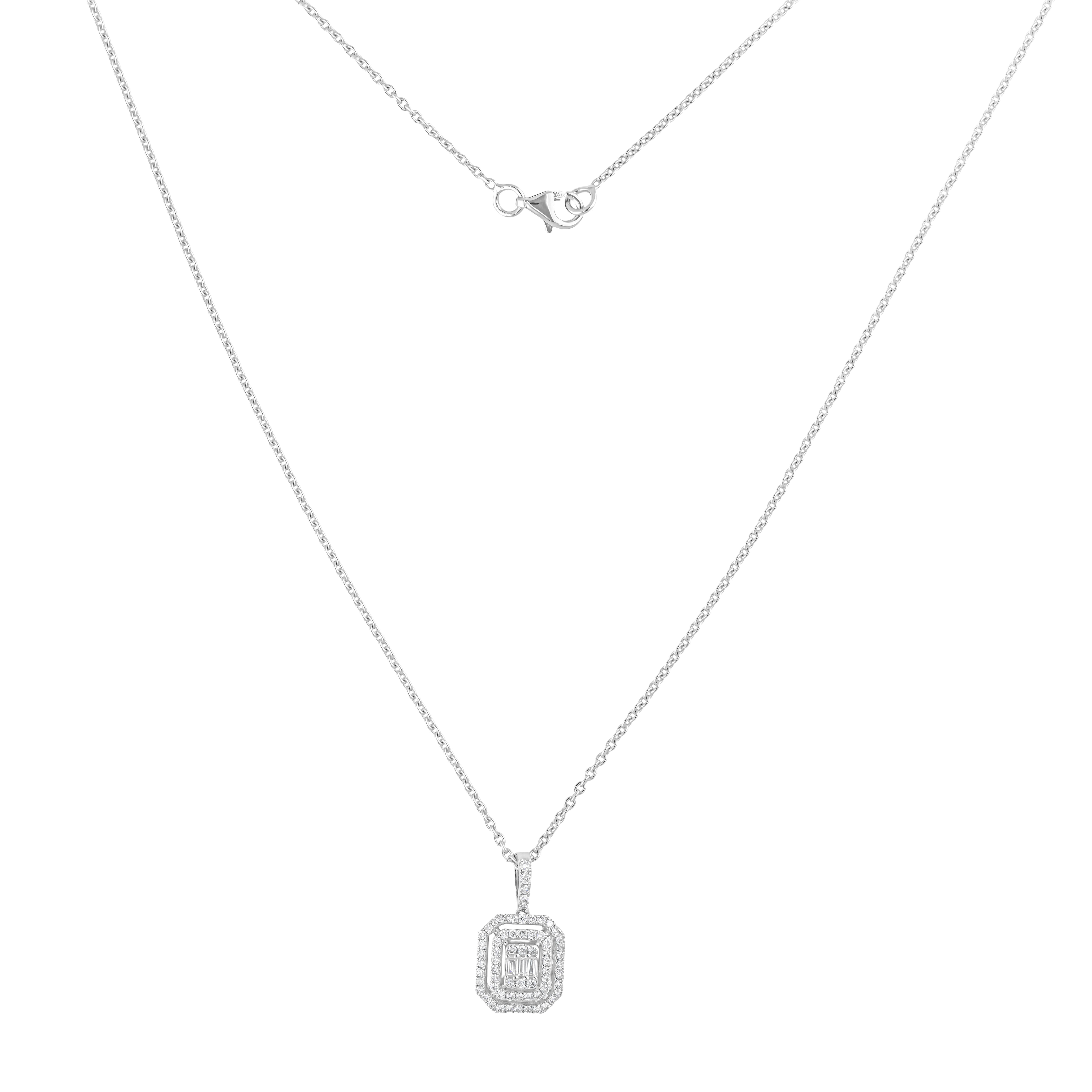 Collana aureola con diamanti reali da 0,43 carati SI Clarity HI Color Oro bianco 14 carati In condizioni Nuovo in vendita a Diera, Dubai