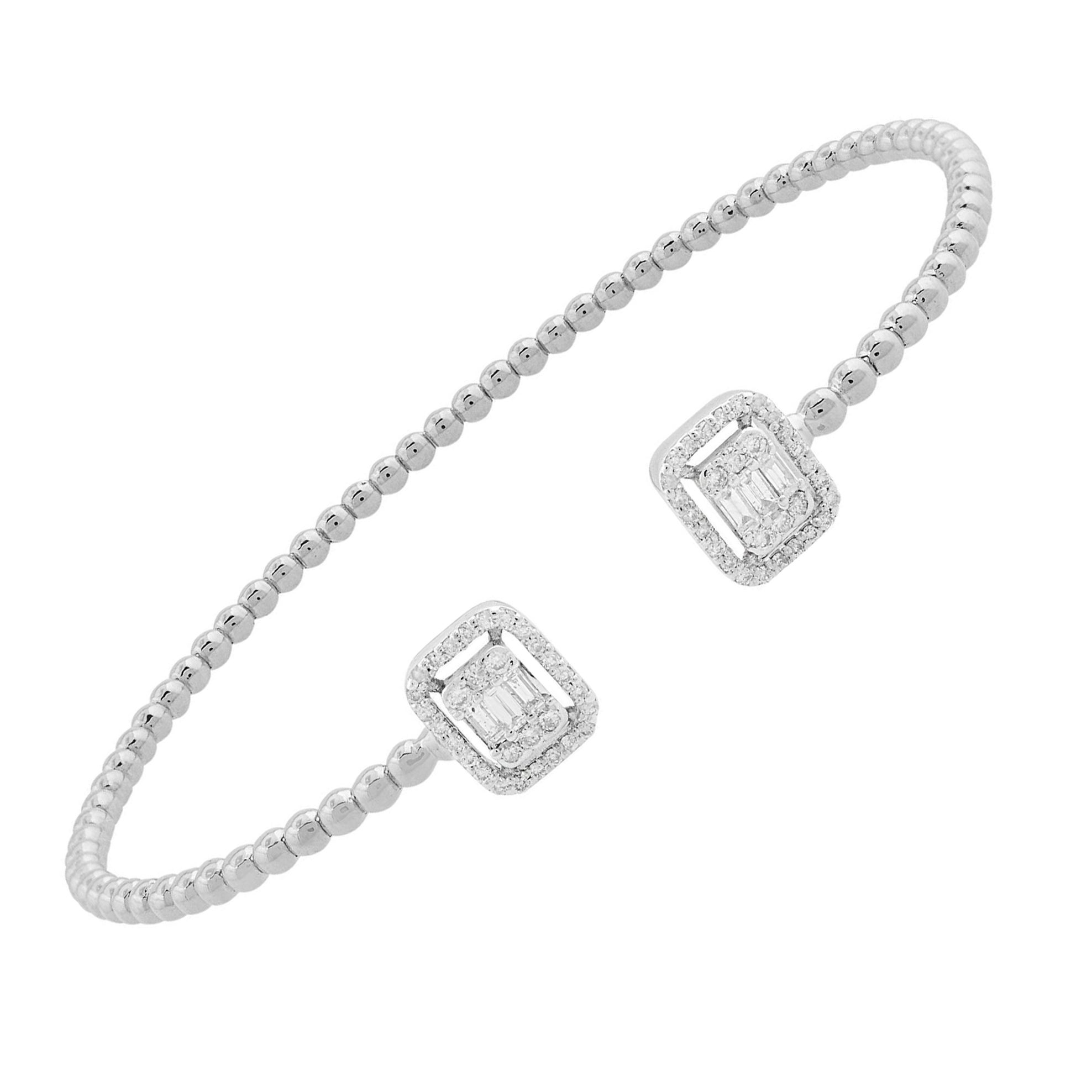 Echt 0,45 Karat Baguette Rund Diamant Manschette Armreif Armband 18 Karat Weißgold im Angebot