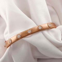 Pulsera brazalete floral de diamantes SI/H de 0,48 quilates reales Joyas de oro rosa de 18 quilates