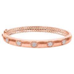 Pulsera brazalete floral de diamantes SI/H de 0,48 quilates reales Joyas de oro rosa de 18 quilates