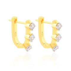 Real 0.51 Carat SI Clarity HI Color Diamond Latch Back Earrings 10k Yellow Gold