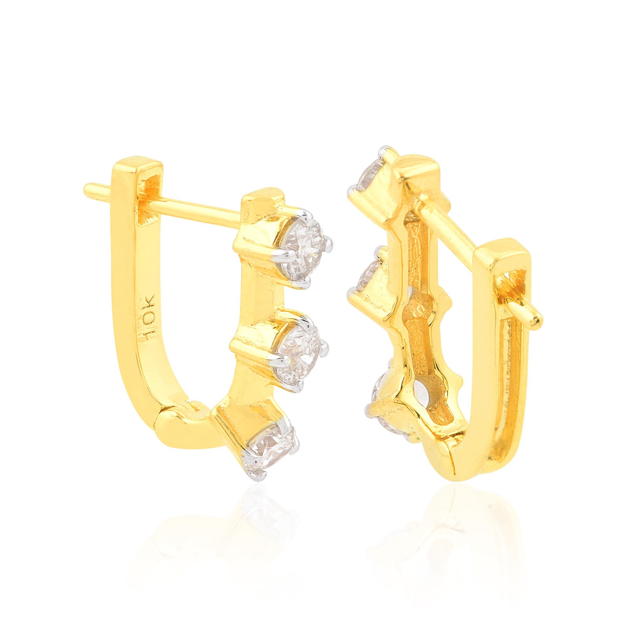 Moderne Véritable 0.51 Carat SI Clarity HI Color Diamond Latch Back Earrings 10k Yellow Gold en vente