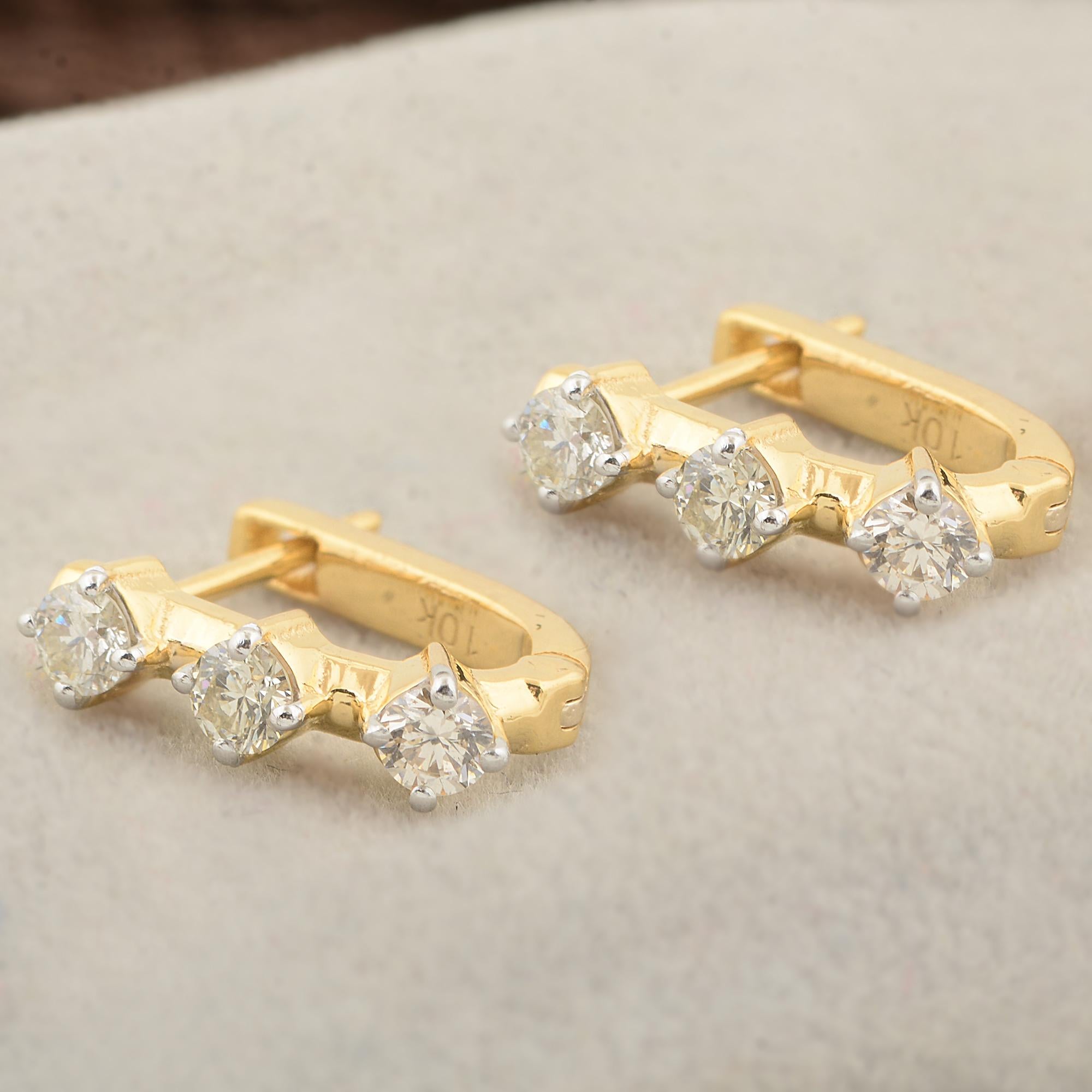 Real 0,51 Karat SI Reinheit HI Farbe Diamant-Ohrringe mit Gitterrücken 10k Gelbgold (Rundschliff) im Angebot