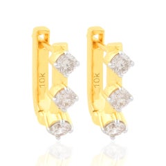Véritable 0.51 Carat SI Clarity HI Color Diamond Latch Back Earrings 10k Yellow Gold