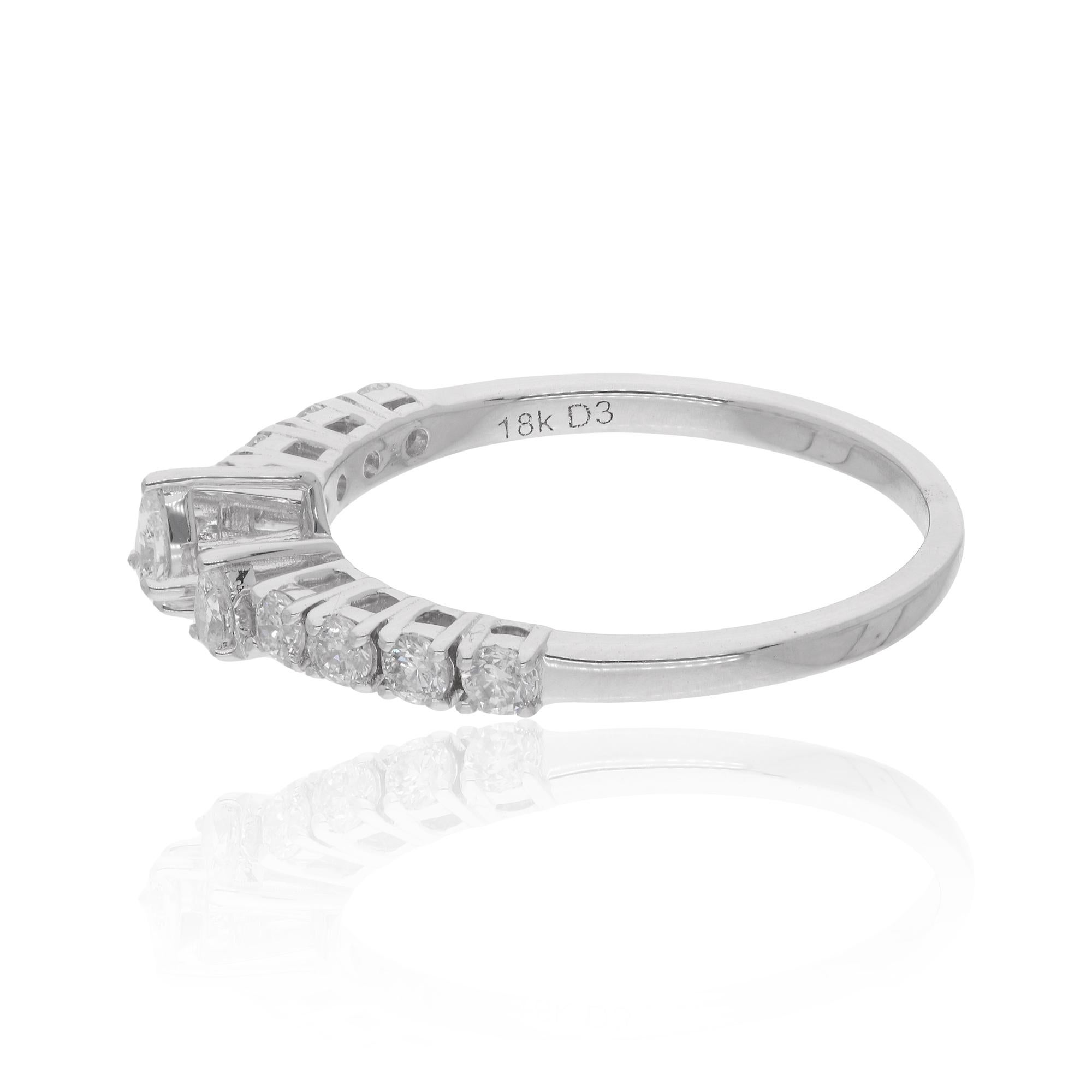 in vendita:  Vero anello con pera e diamante rotondo da 0,52 carati in oro bianco 18 carati Gioielli fatti a mano 6