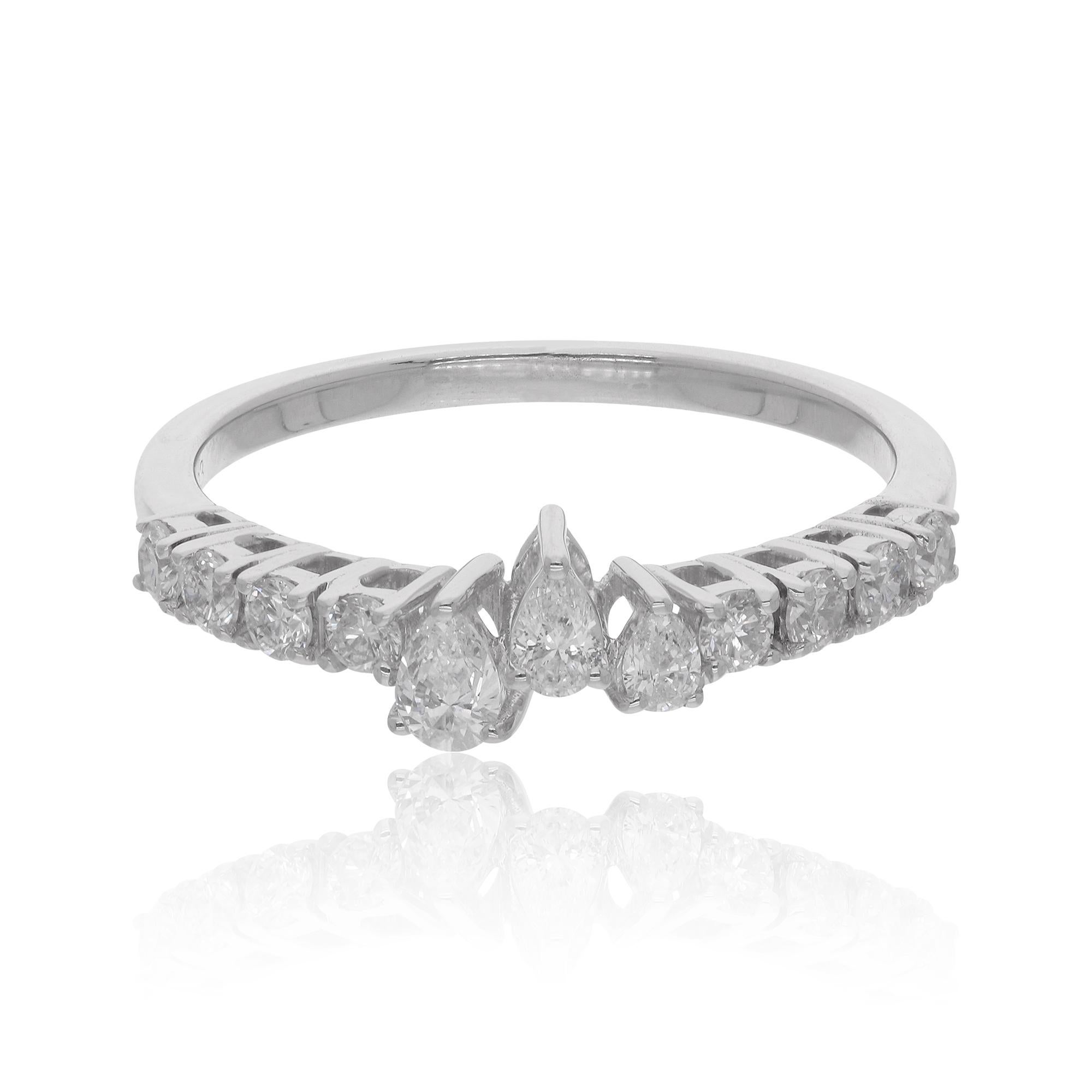 in vendita:  Vero anello con pera e diamante rotondo da 0,52 carati in oro bianco 18 carati Gioielli fatti a mano 7