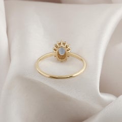 Zafiro azul auténtico de 0,54 quilates Anillo de diamantes SI/H de 0,13 quilates Oro amarillo de 14 quilates
