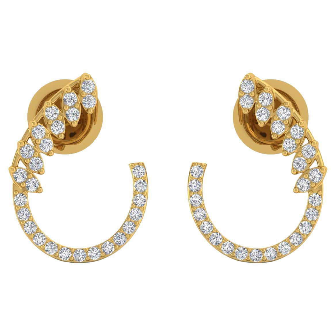 Orecchini con diamante reale da 0,54 carati, purezza SI, colore HI, oro giallo 14 carati