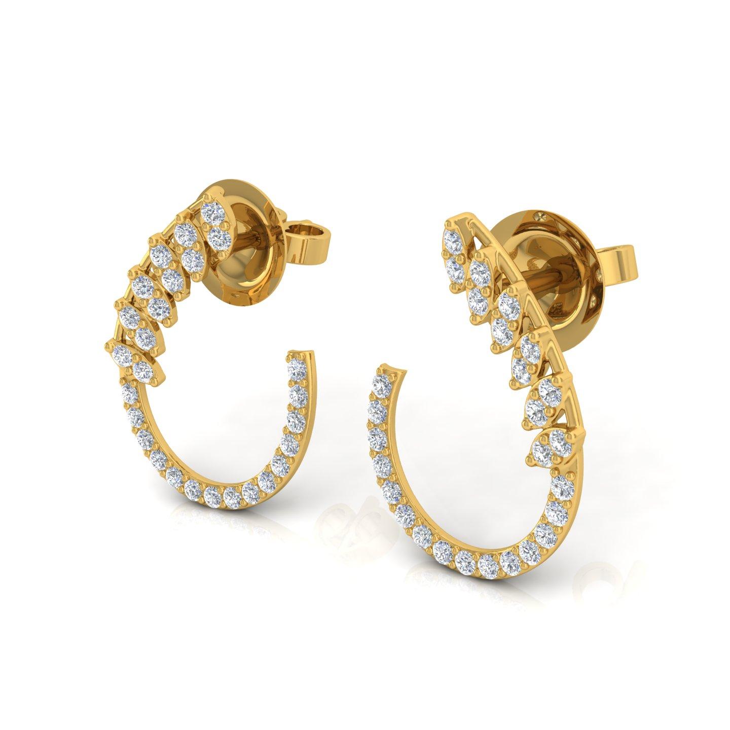 Modern Real 0.54 Carat SI Clarity HI Color Diamond Stud Earrings 18 Karat Yellow Gold For Sale