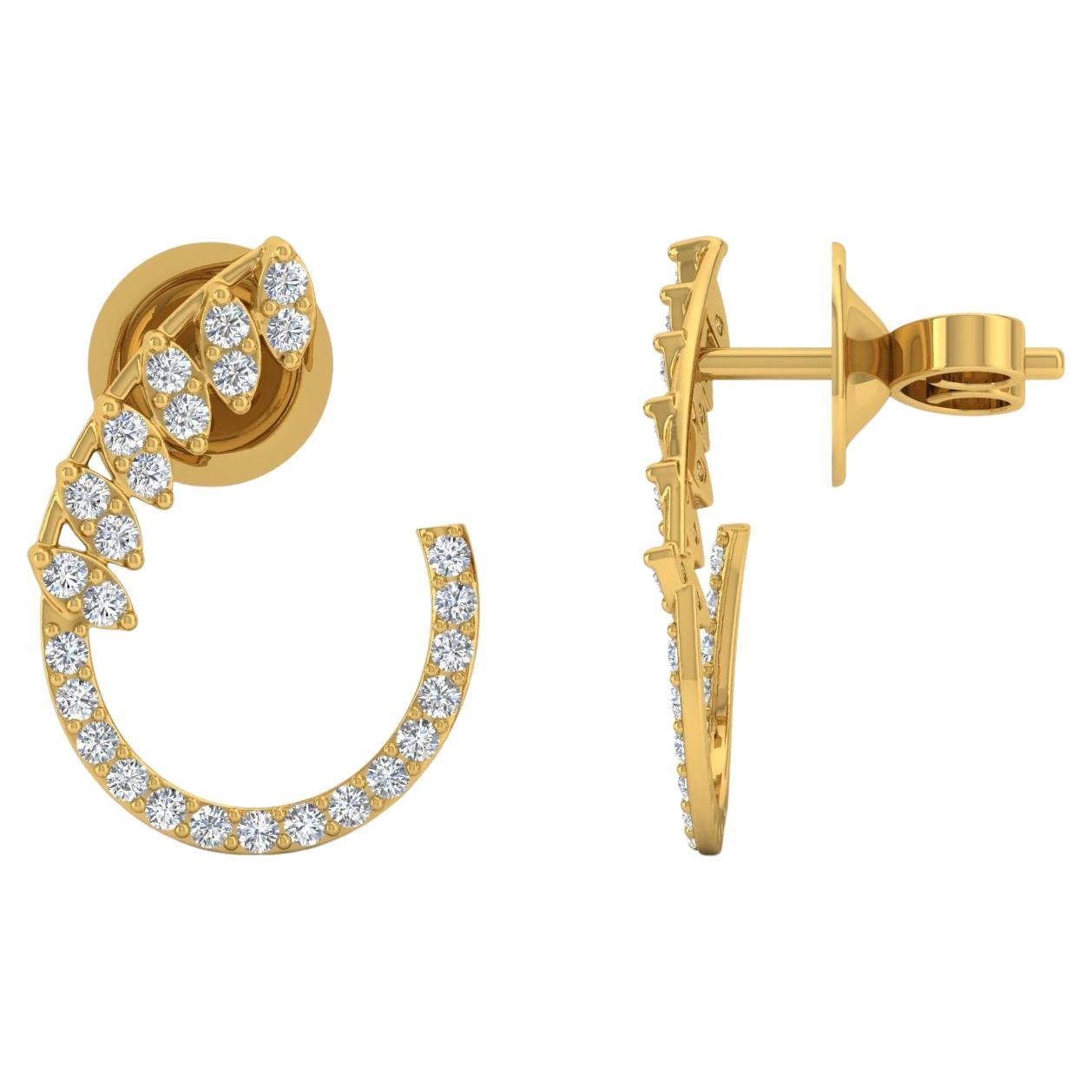 Real 0.54 Carat SI Clarity HI Color Diamond Stud Earrings 18 Karat Yellow Gold