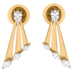 Natürliche 0,55 Karat SI/H Birnenschliff Diamant-Ohrringe im Brillantschliff 14 Karat Gelbgold