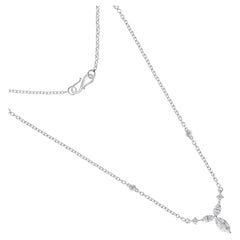 Real 0,58 Karat SI/H Marquise-Halskette aus 18 Karat Weißgold mit rundem Diamanten in Rundform in Diamantform