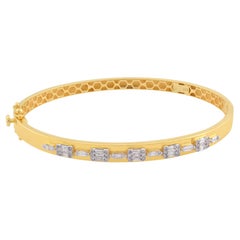 Bracelet jonc en or jaune 18 carats avec diamants baguettes de 0,6 carat de pureté SI