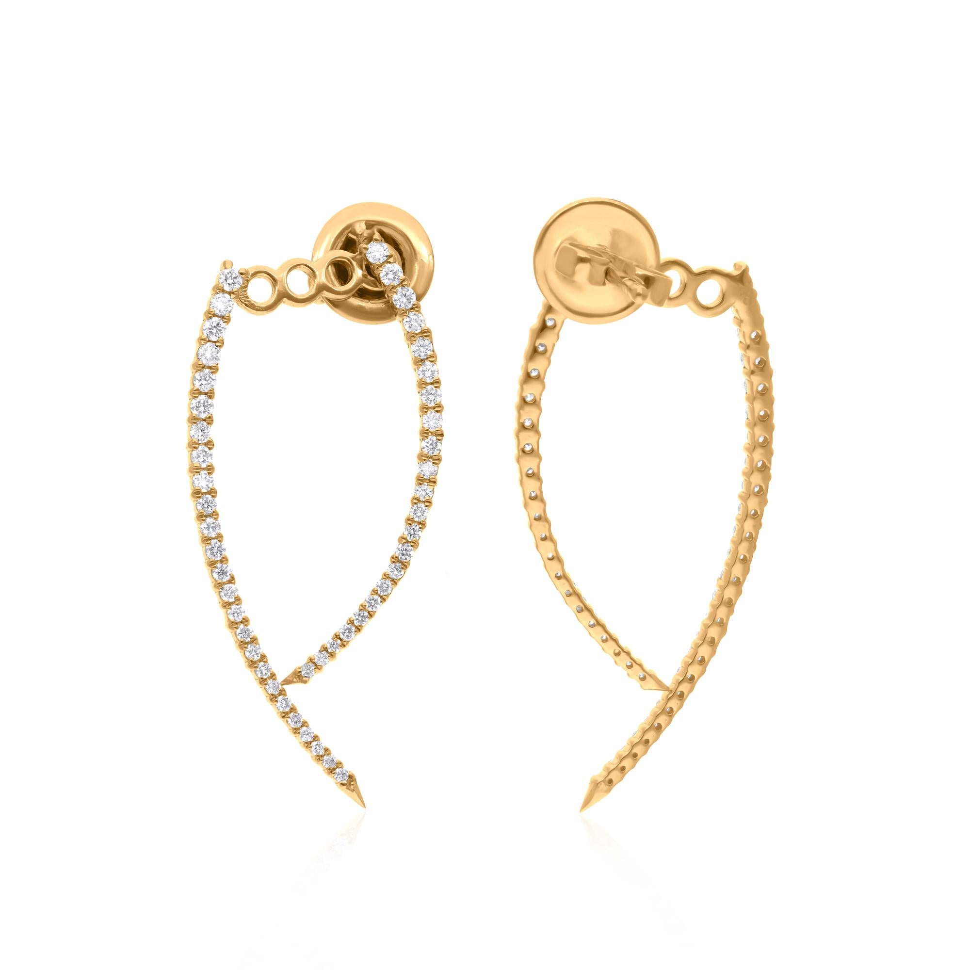 Cast from 14-karat gold, these exquisite earrings are handset with 0.60 carats of sparkling diamonds.

FOLLOW SPECTRUM JEWELS storefront to view the latest collection & exclusive pieces. Spectrum Jewels is proudly rated as a Top Seller on 1stdibs