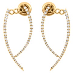 Real 0.60 Carat Pave Diamond Curve Jacket Earrings 18 Karat Yellow Gold Jewelry Real 0.60 Carat Pave Diamond Curve Jacket Earrings 18 Karat Yellow Gold Jewelry