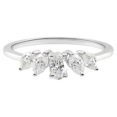 Anello con diamante a forma multipla da 0,61 carati, purezza SI, colore HI, oro bianco 9 carati