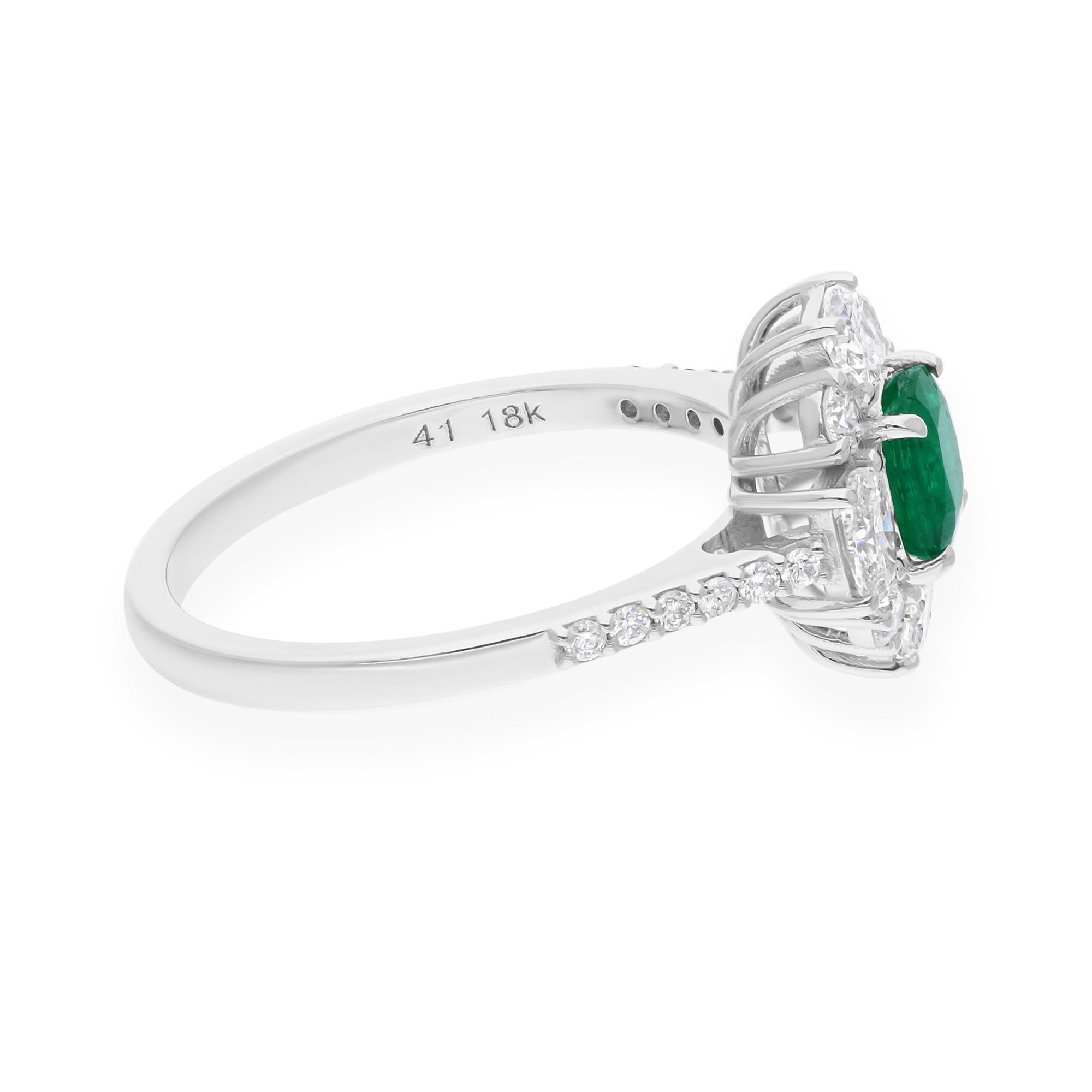 Real 0,62 Karat sambischer Smaragd 0,92 Karat SI/H Diamantring aus 18 Karat Weißgold (Moderne) im Angebot