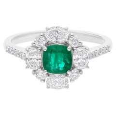 Esmeralda zambiana real de 0,62 quilates Diamante SI/H de 0,92 quilates Anillo de oro blanco de 18 quilates