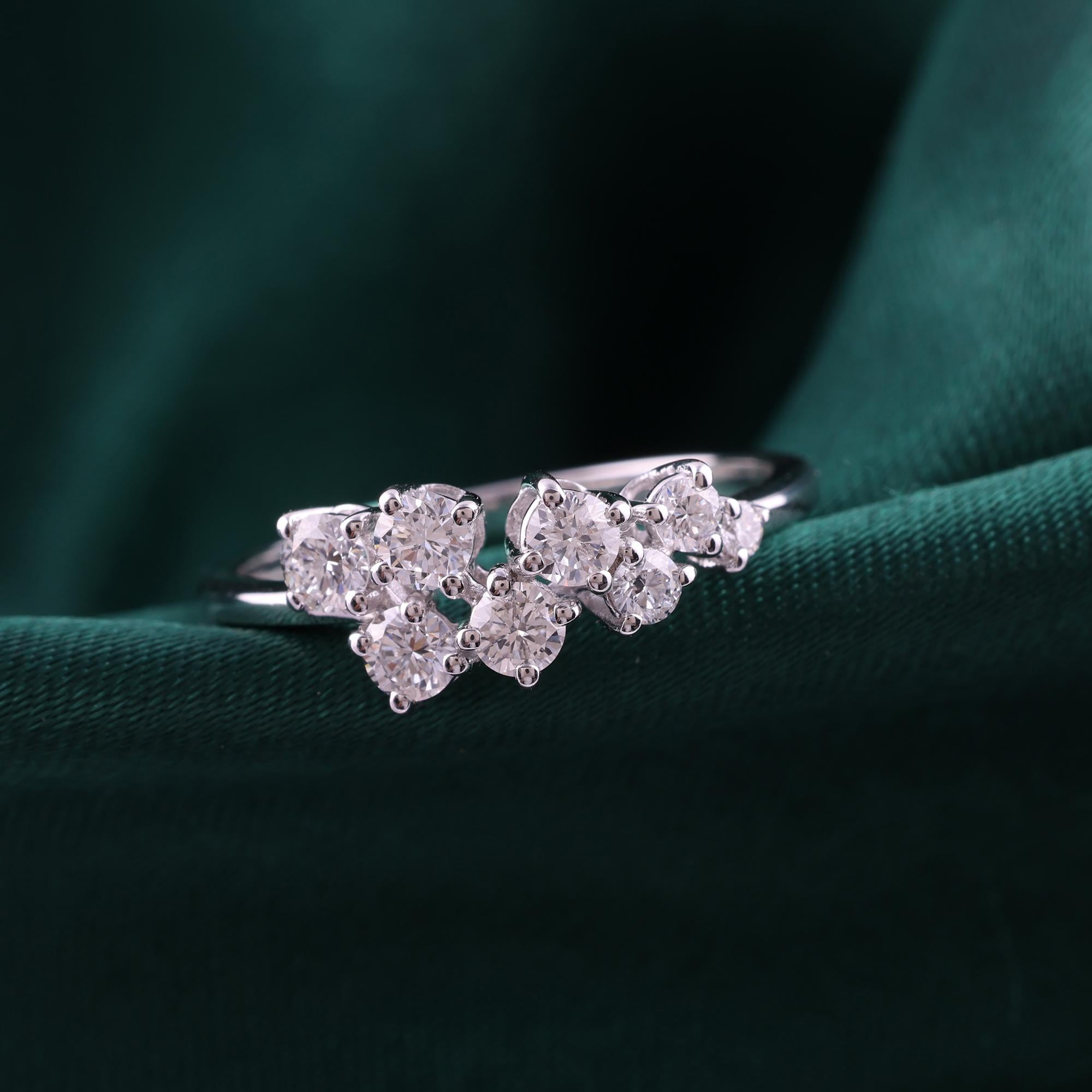 Im Angebot: Echte 0,65 Karat SI/H Diamant-Ohrringe 9 Karat Weißgold Feiner handgefertigter Schmuck () 4