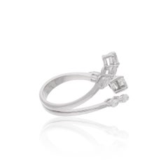 Real 0.65 Carat SI/H Pear Marquise Shape Diamond Open Ring 18 Karat White Gold