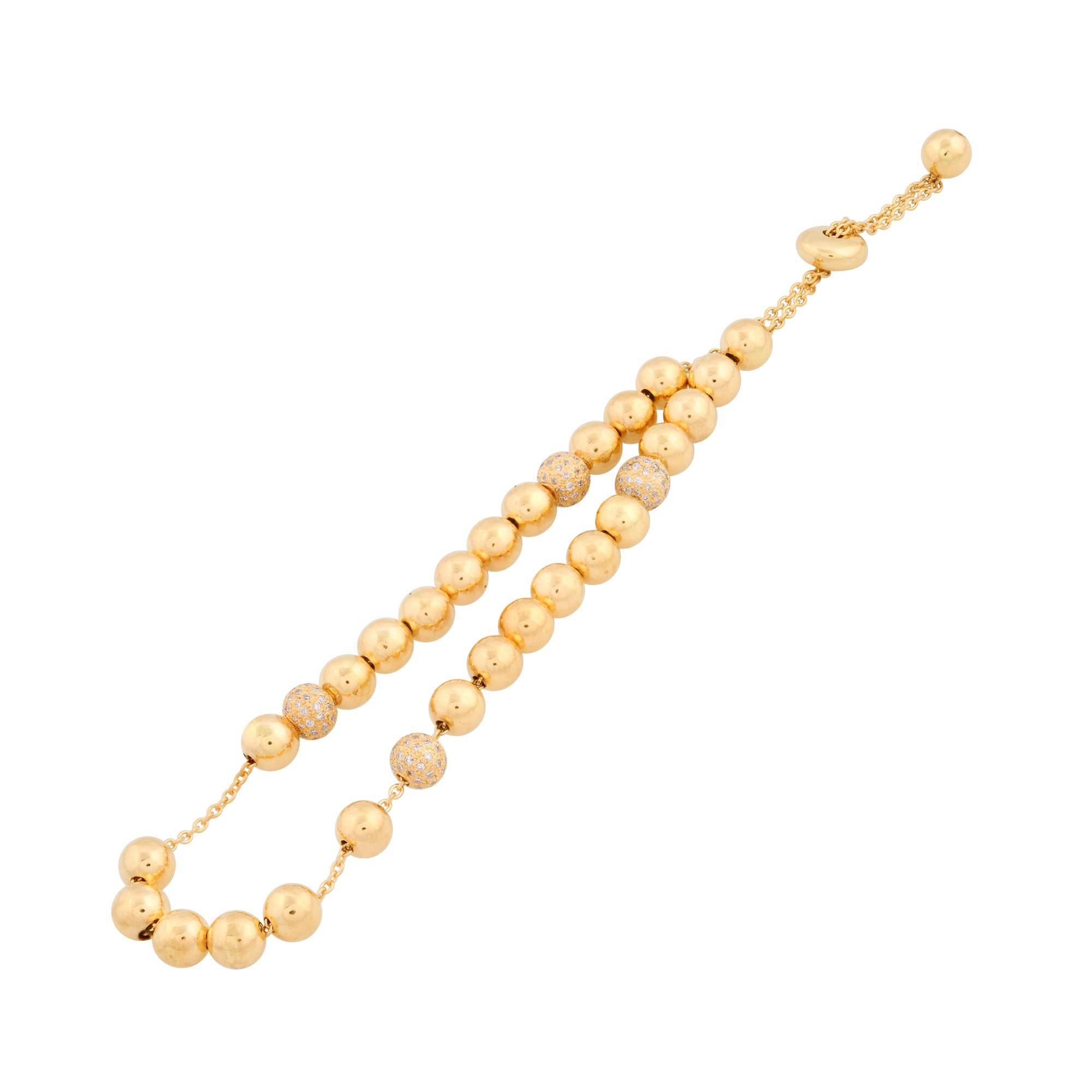 Real 0,70 Karat SI Klarheit HI Farbe Diamant 22k Gelbgold Perlen-Kugelarmband im Zustand „Neu“ im Angebot in Diera, Dubai