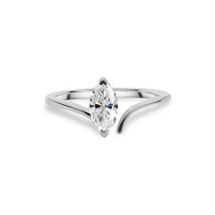 Real 0.71 Carat SI/H Solitaire Marquise Diamond Ring 14 Karat White Gold Jewelry