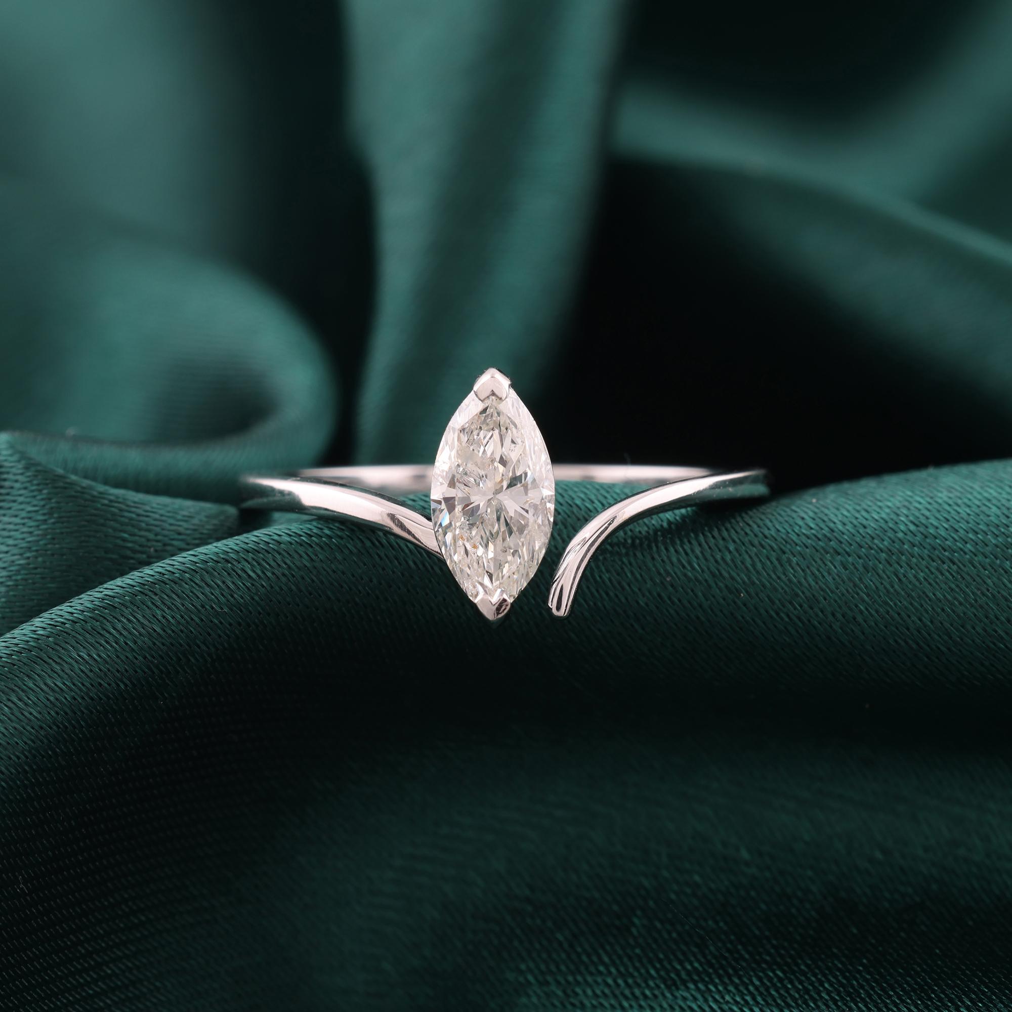 En venta: Anillo de diamantes marquesa con solitario SI/H de 0,71 quilates reales Joyas de oro blanco de 18 quilates  3