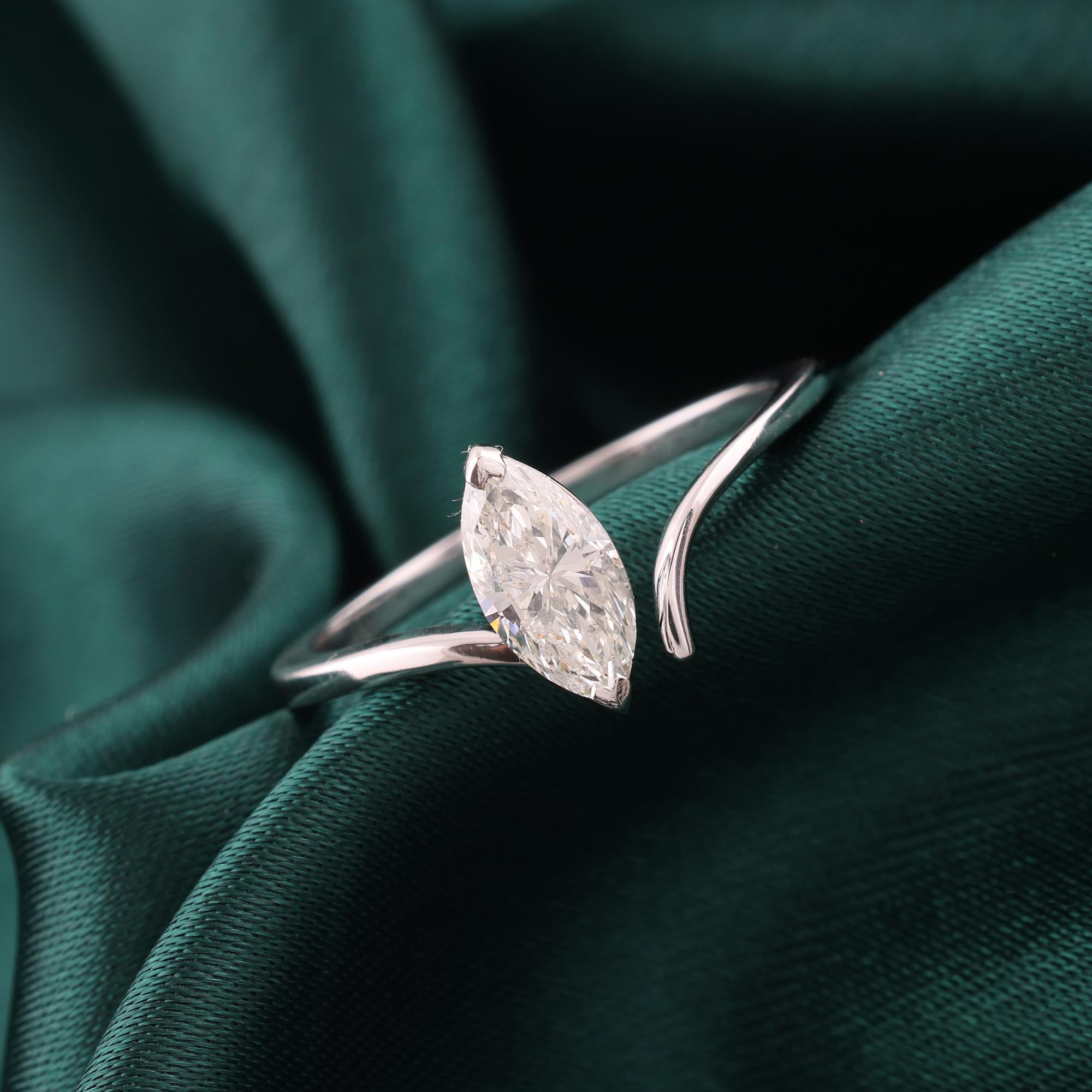 En venta: Anillo de diamantes marquesa con solitario SI/H de 0,71 quilates reales Joyas de oro blanco de 18 quilates  4