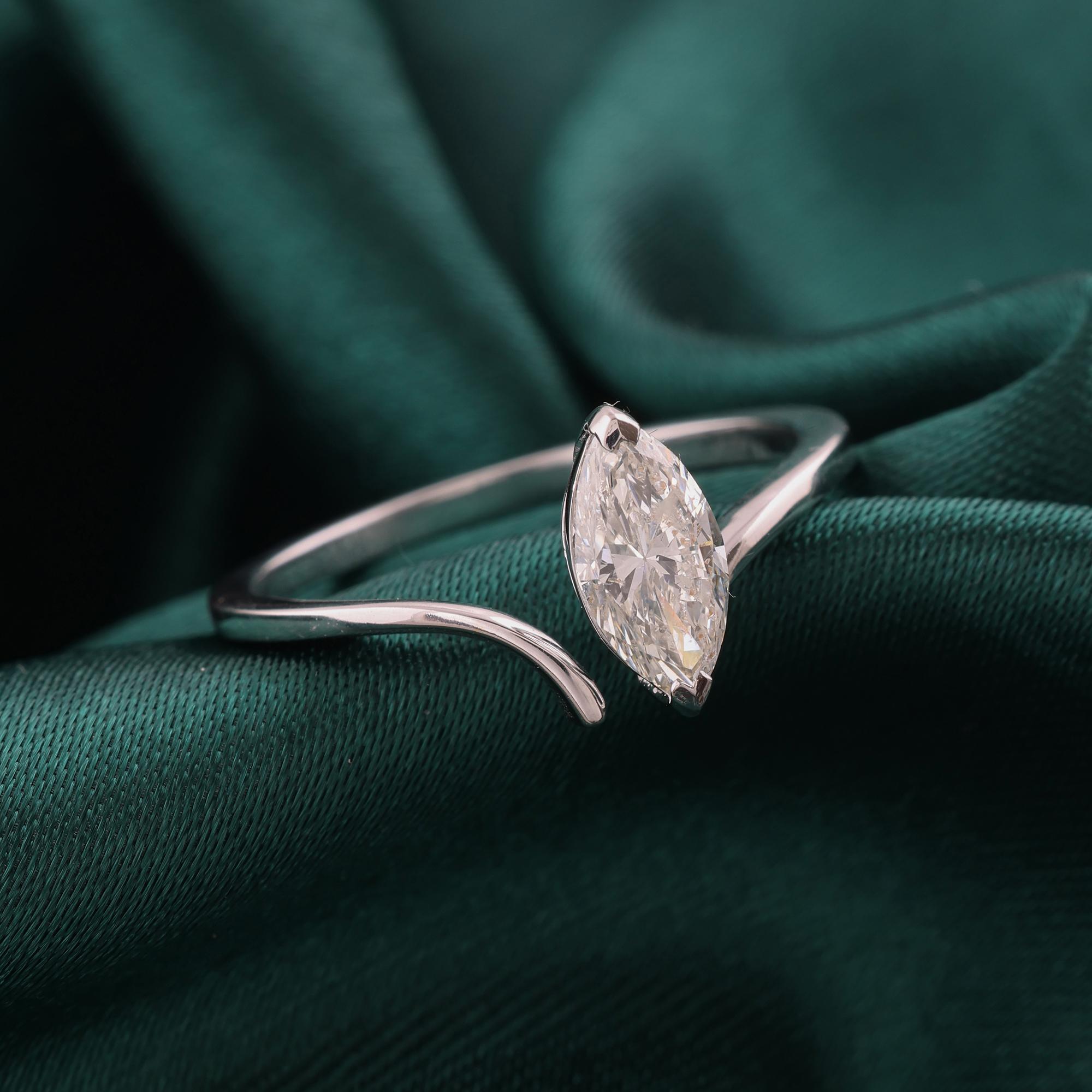 En venta: Anillo de diamantes marquesa con solitario SI/H de 0,71 quilates reales Joyas de oro blanco de 18 quilates  5