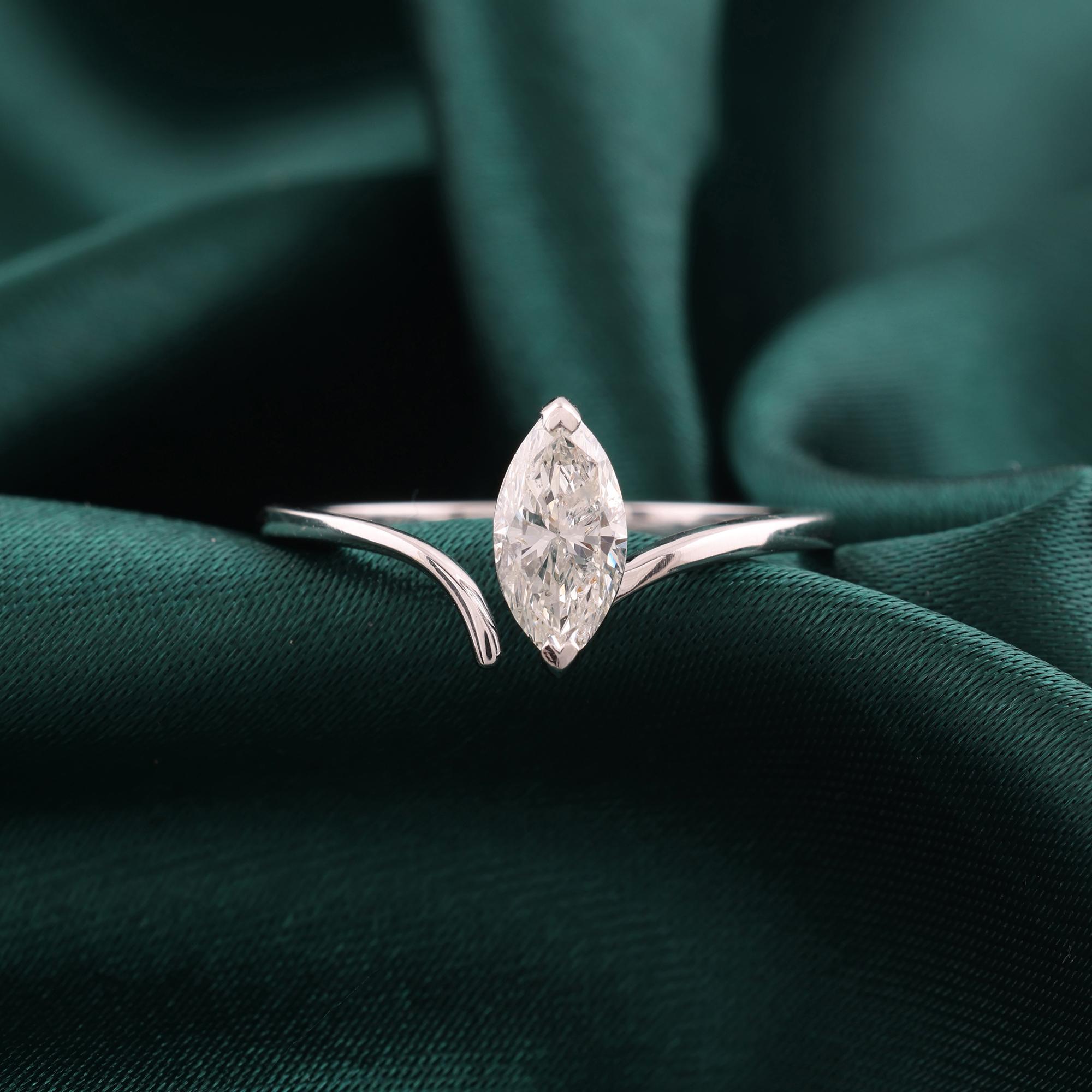 En venta: Anillo de diamantes marquesa con solitario SI/H de 0,71 quilates reales Joyas de oro blanco de 18 quilates  6