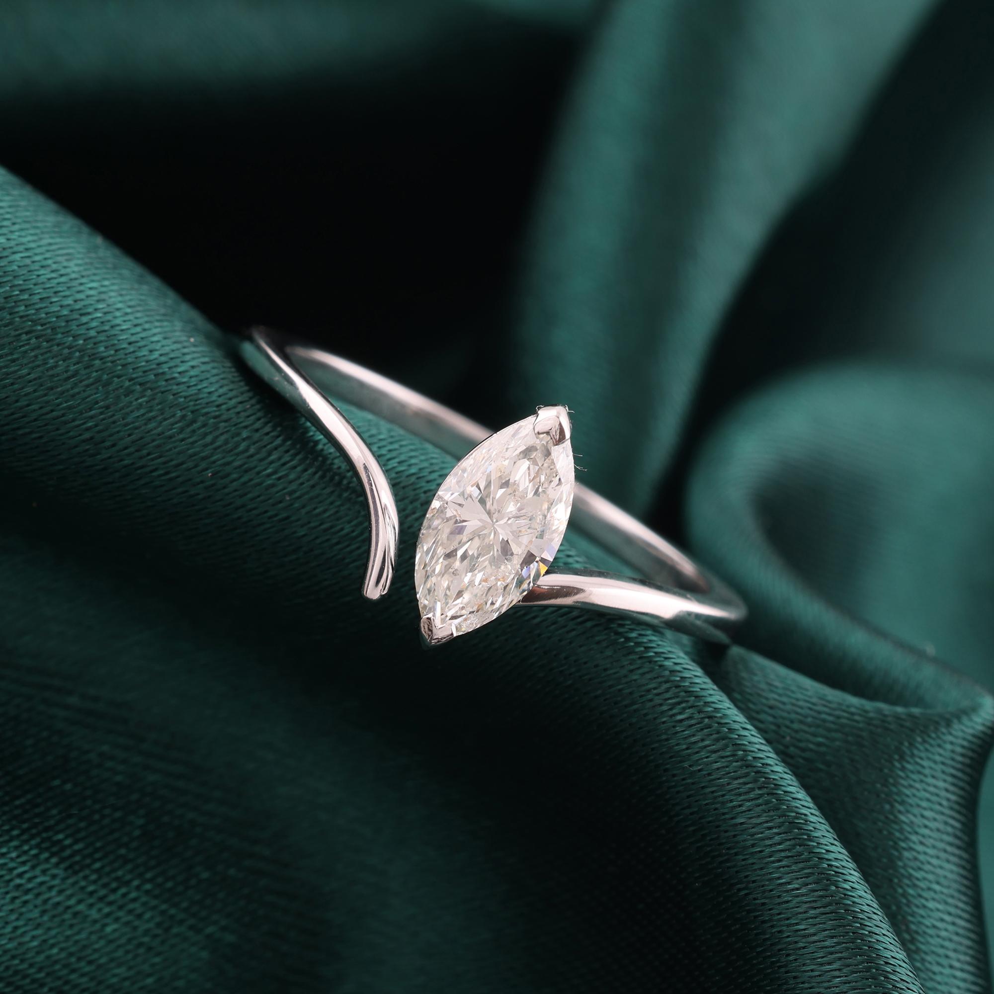 En venta: Anillo de diamantes marquesa con solitario SI/H de 0,71 quilates reales Joyas de oro blanco de 18 quilates  7