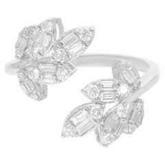 Real 0,75 Karat SI/H Baguette-Diamant-Blatt-Ohrringe aus 18 Karat Weißgold-Schmuck