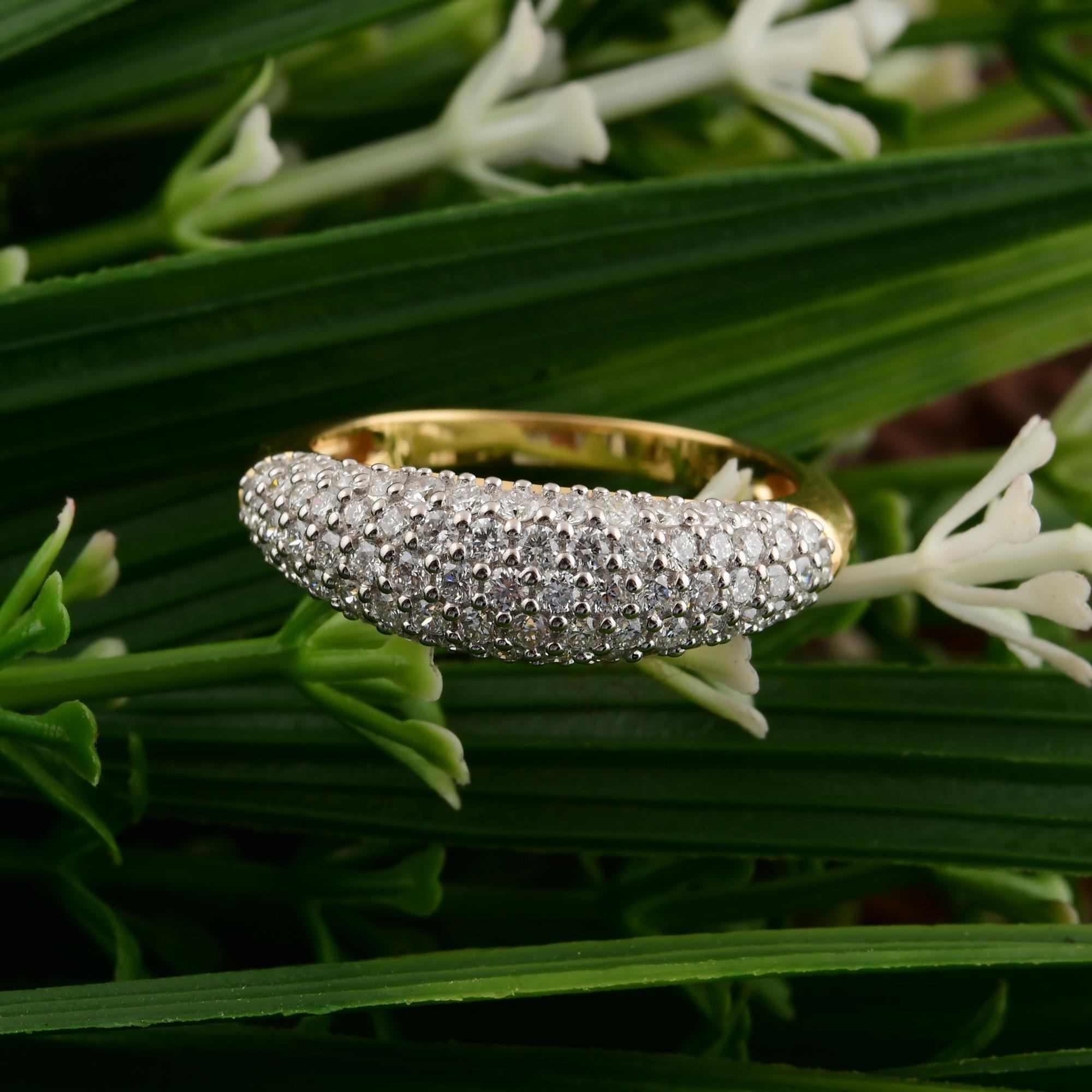 Modern Real 0.76 Carat SI Clarity HI Color Round Diamond Dome Ring 18 Karat White Gold For Sale