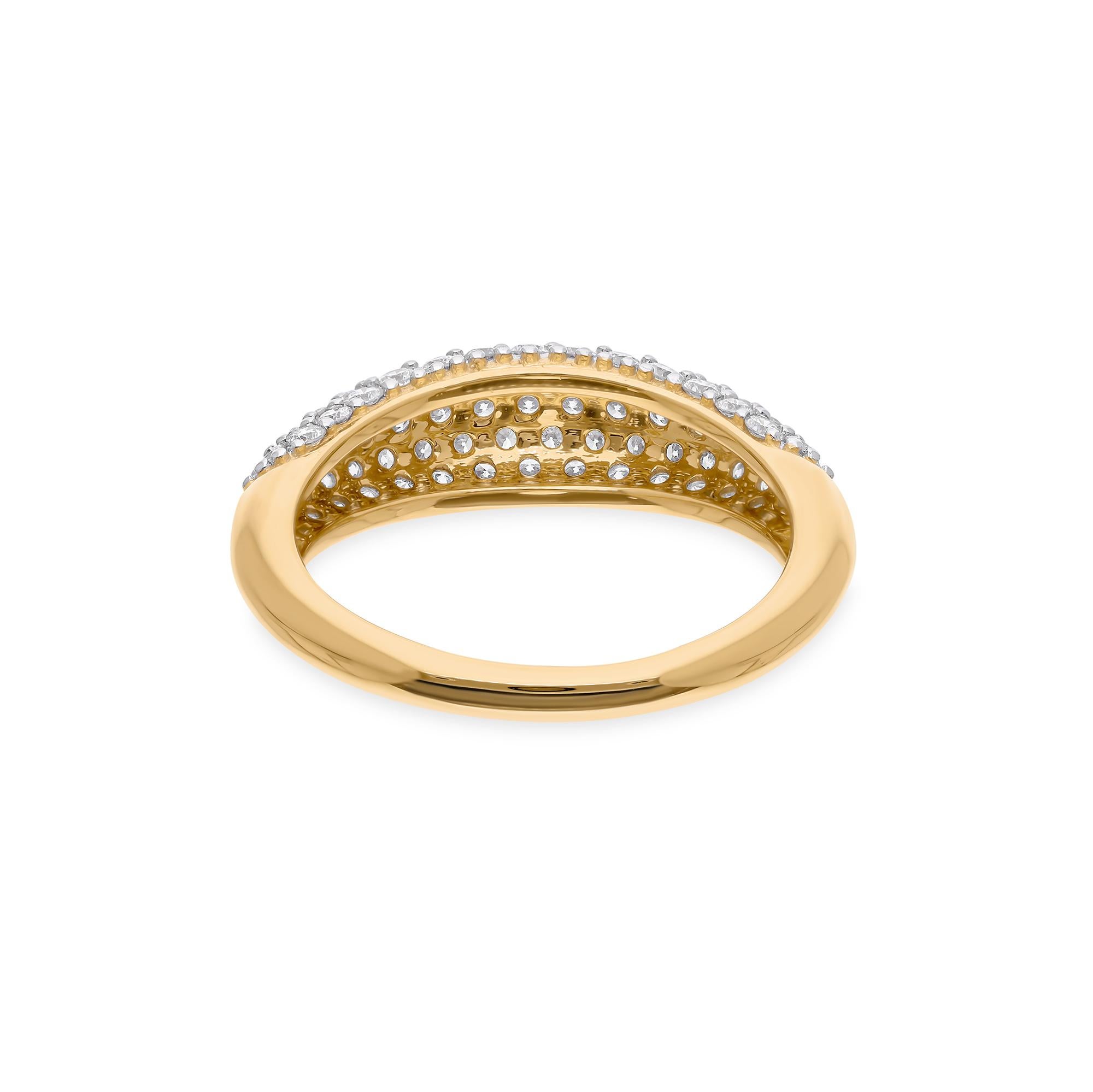 Women's Real 0.76 Carat SI Clarity HI Color Round Diamond Dome Ring 18 Karat White Gold For Sale