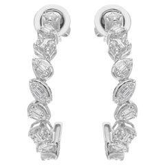 Orecchini a cerchio con diamante Baguette da 0,76 carati SI/H Gioielli in oro bianco 14 carati