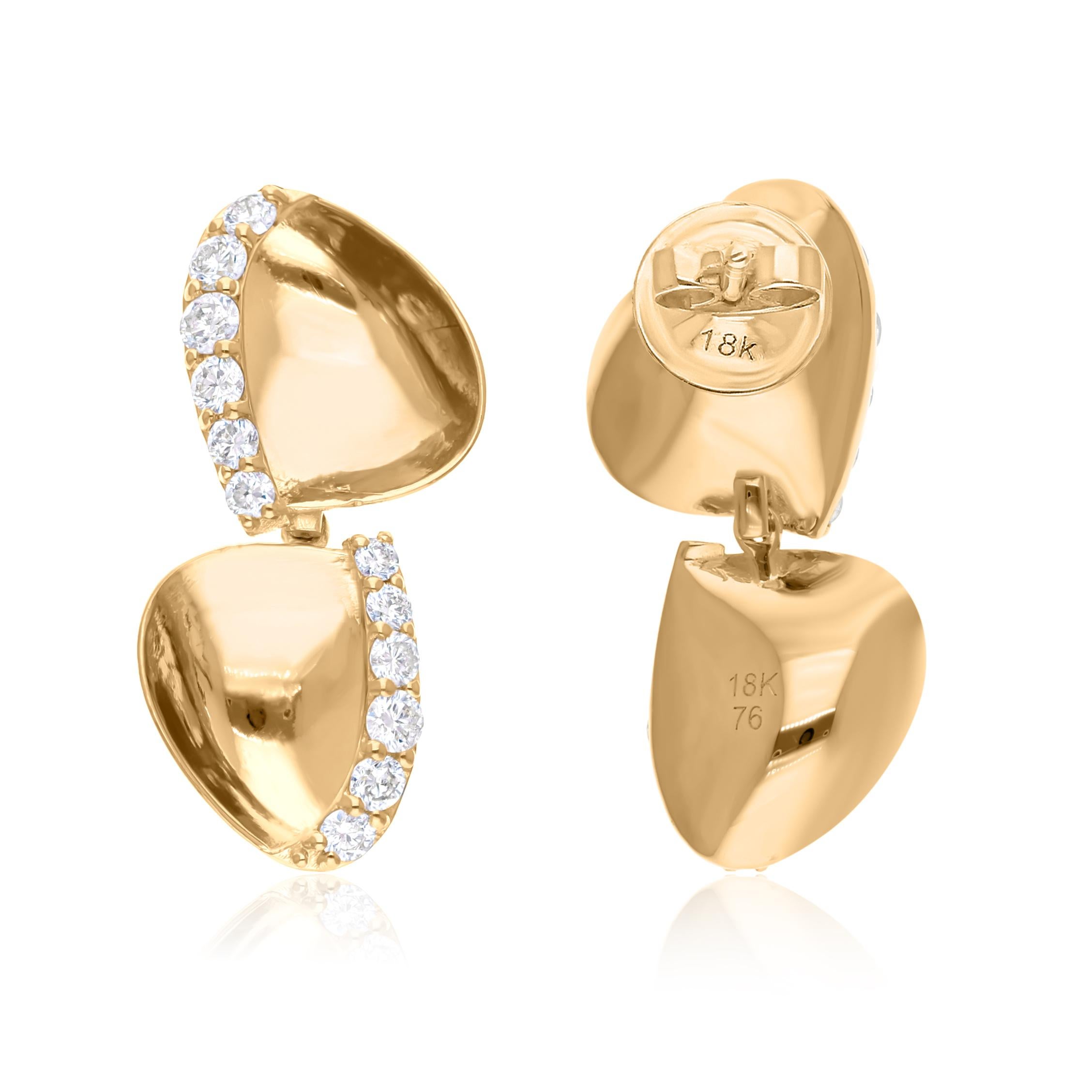 Cast from 18-karat gold, these exquisite earrings are handset with 0.77 carats of sparkling diamonds.

FOLLOW SPECTRUM JEWELS storefront to view the latest collection & exclusive pieces. Spectrum Jewels is proudly rated as a Top Seller on 1stdibs