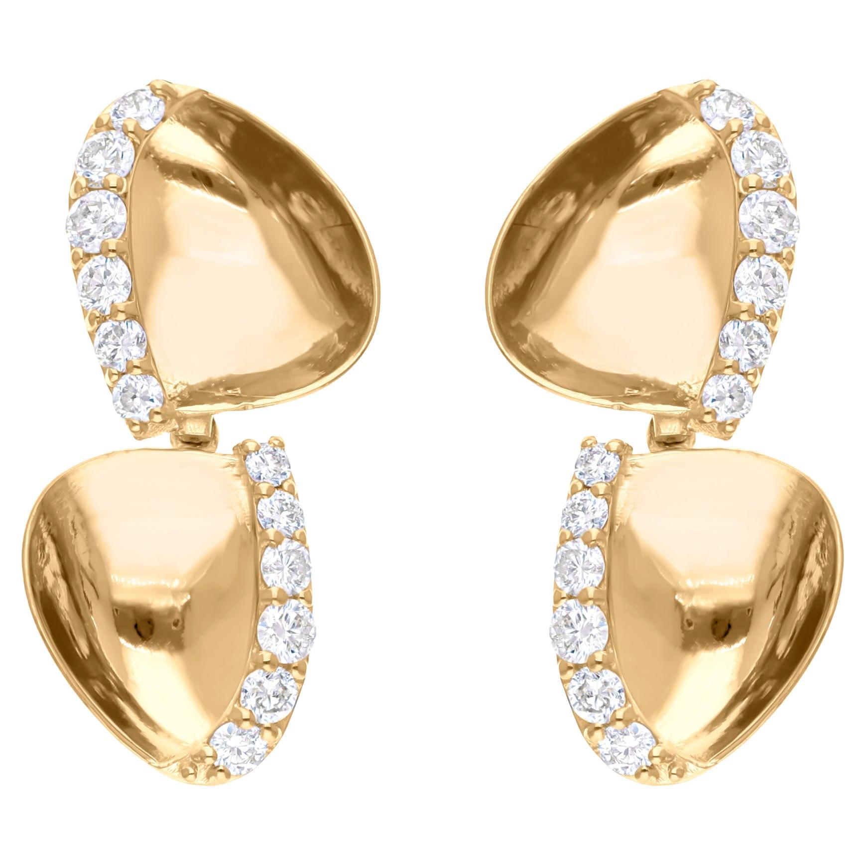 Real 0.77 Carat SI Clarity HI Color Diamond Dangle Earrings 18 Karat Yellow Gold