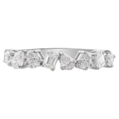 Bague en or blanc 14 carats avec diamants multiformes de 0,77 carat de pureté SI et de couleur HI