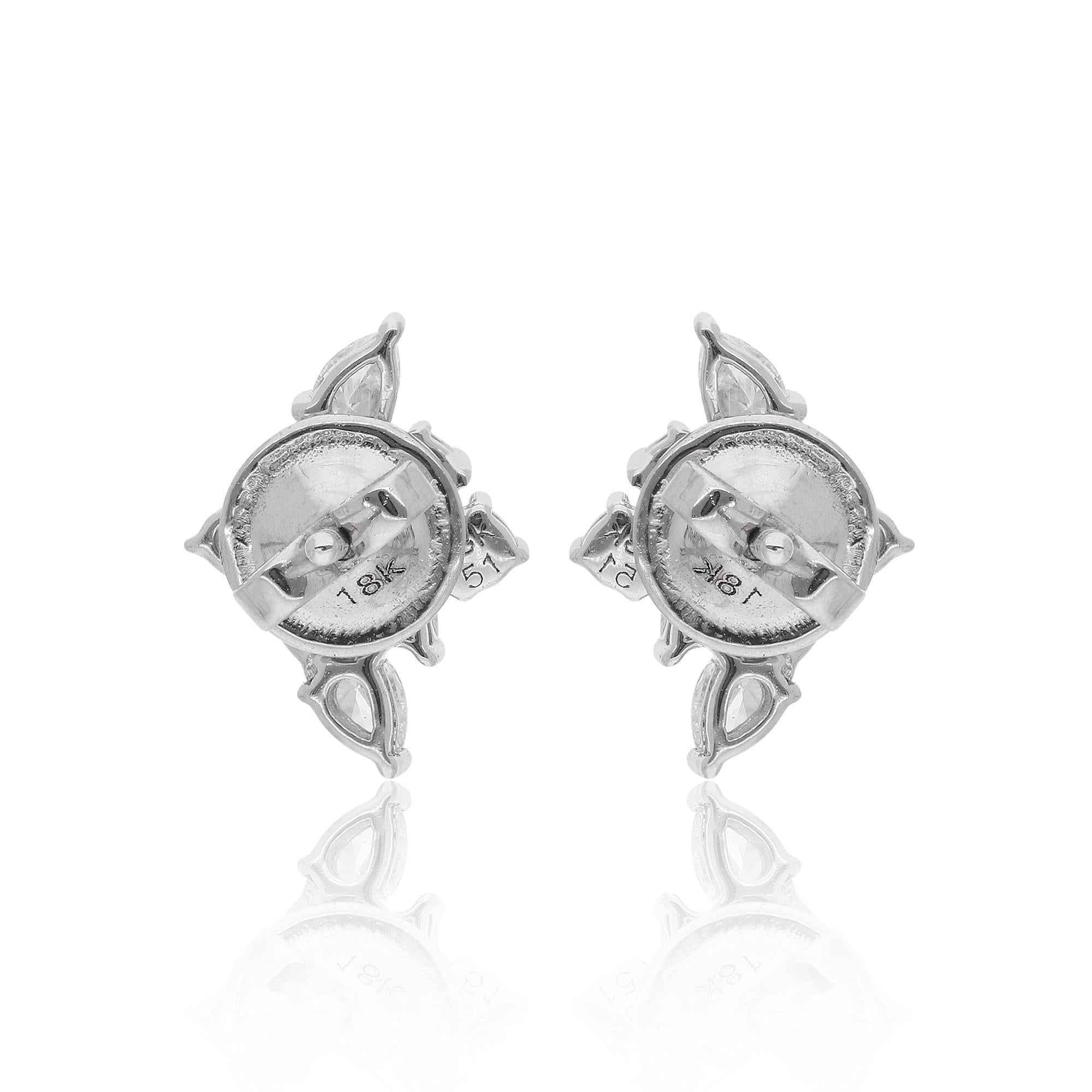 Clous d'oreilles en or blanc 18 carats avec diamants ronds et poire de 0,78 carat en vente 1