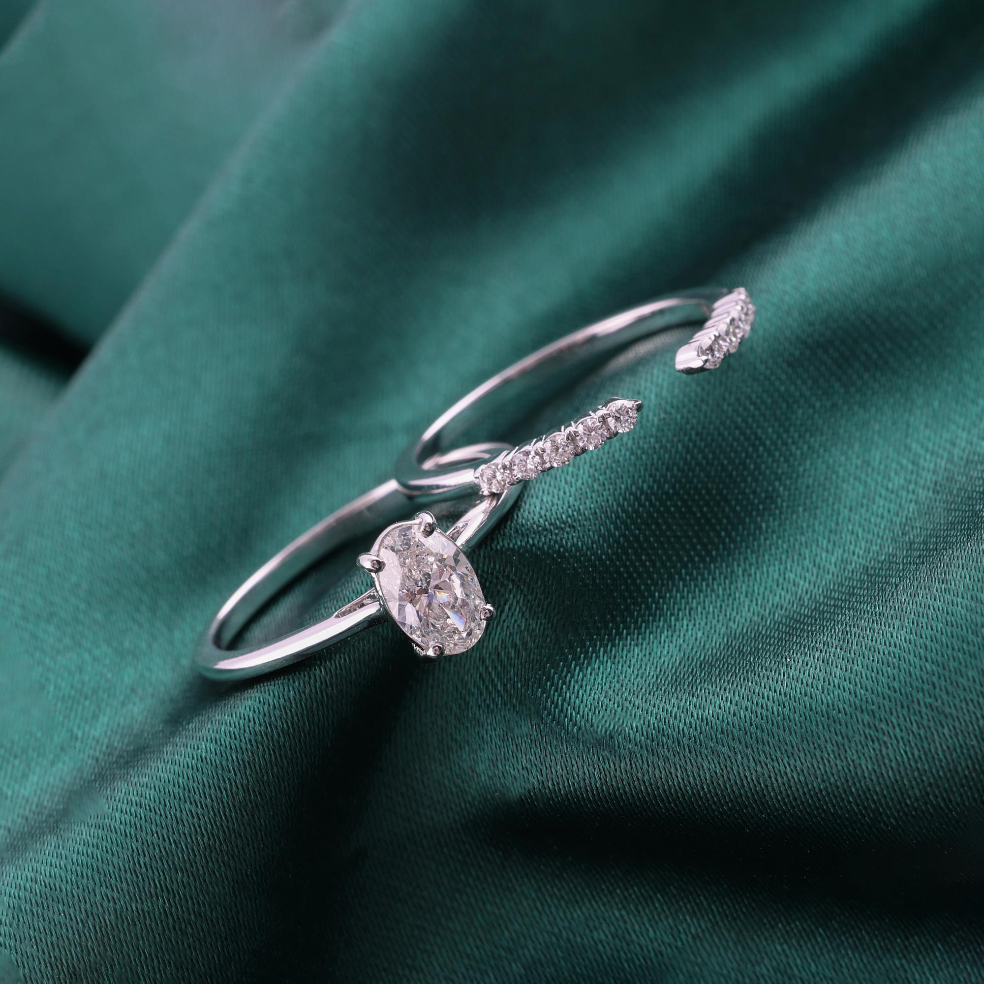 Im Angebot: Echte 0,78 Karat SI Reinheit HI Farbe Diamant Statement Ring 18 Karat Weißgold () 2