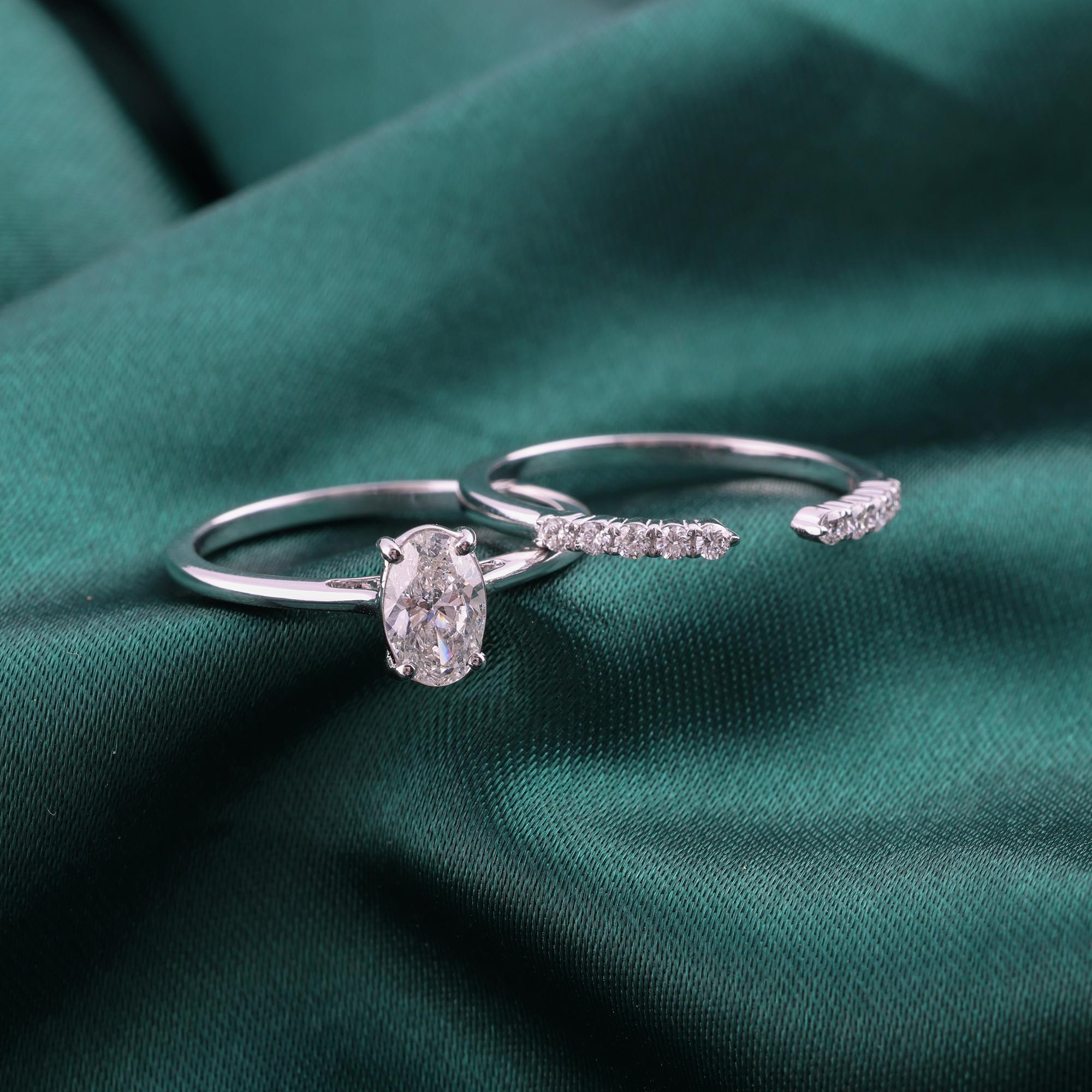 Im Angebot: Echte 0,78 Karat SI Reinheit HI Farbe Diamant Statement Ring 18 Karat Weißgold () 3