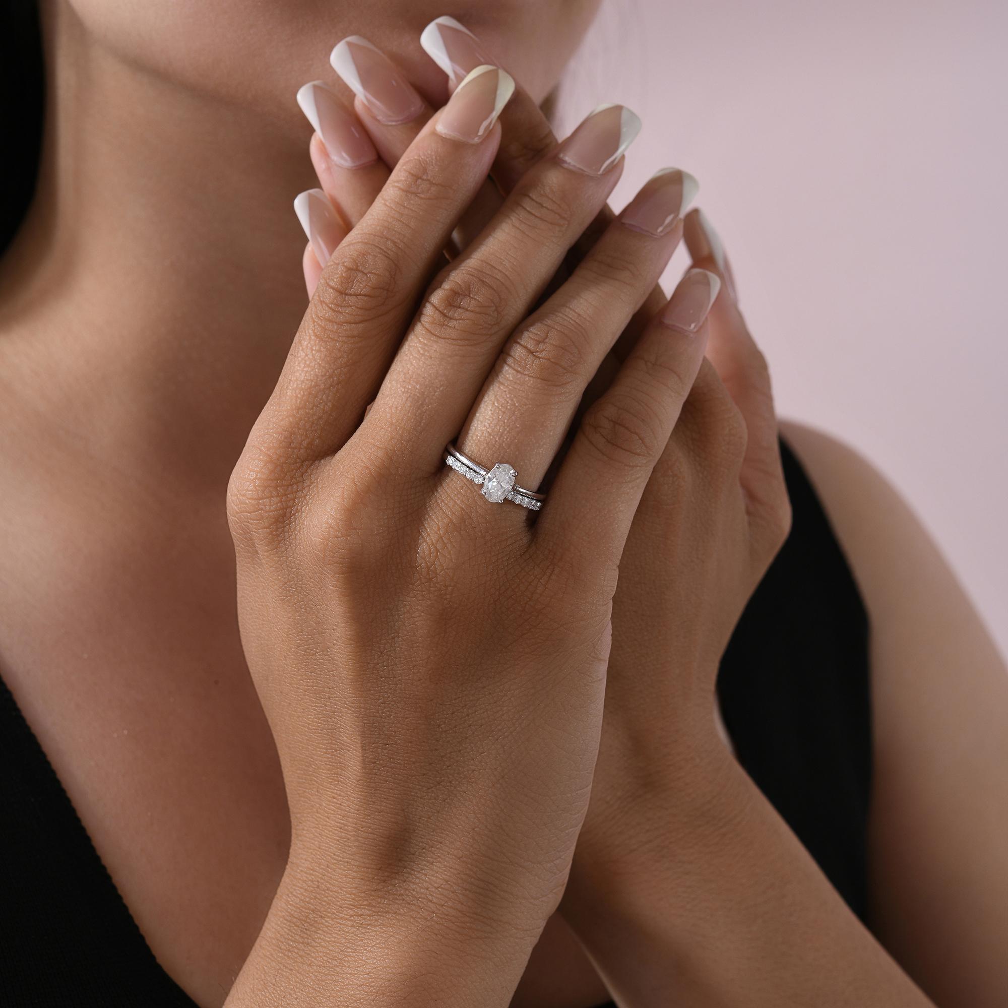 Im Angebot: Echte 0,78 Karat SI Reinheit HI Farbe Diamant Statement Ring 18 Karat Weißgold () 4