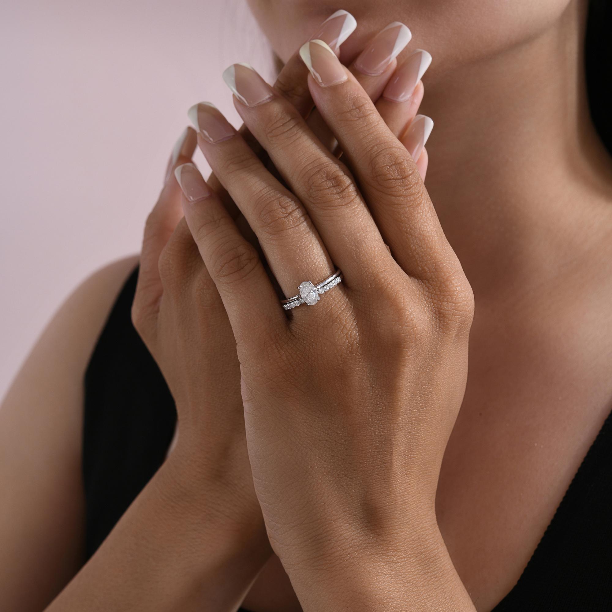 Im Angebot: Echte 0,78 Karat SI Reinheit HI Farbe Diamant Statement Ring 18 Karat Weißgold () 6