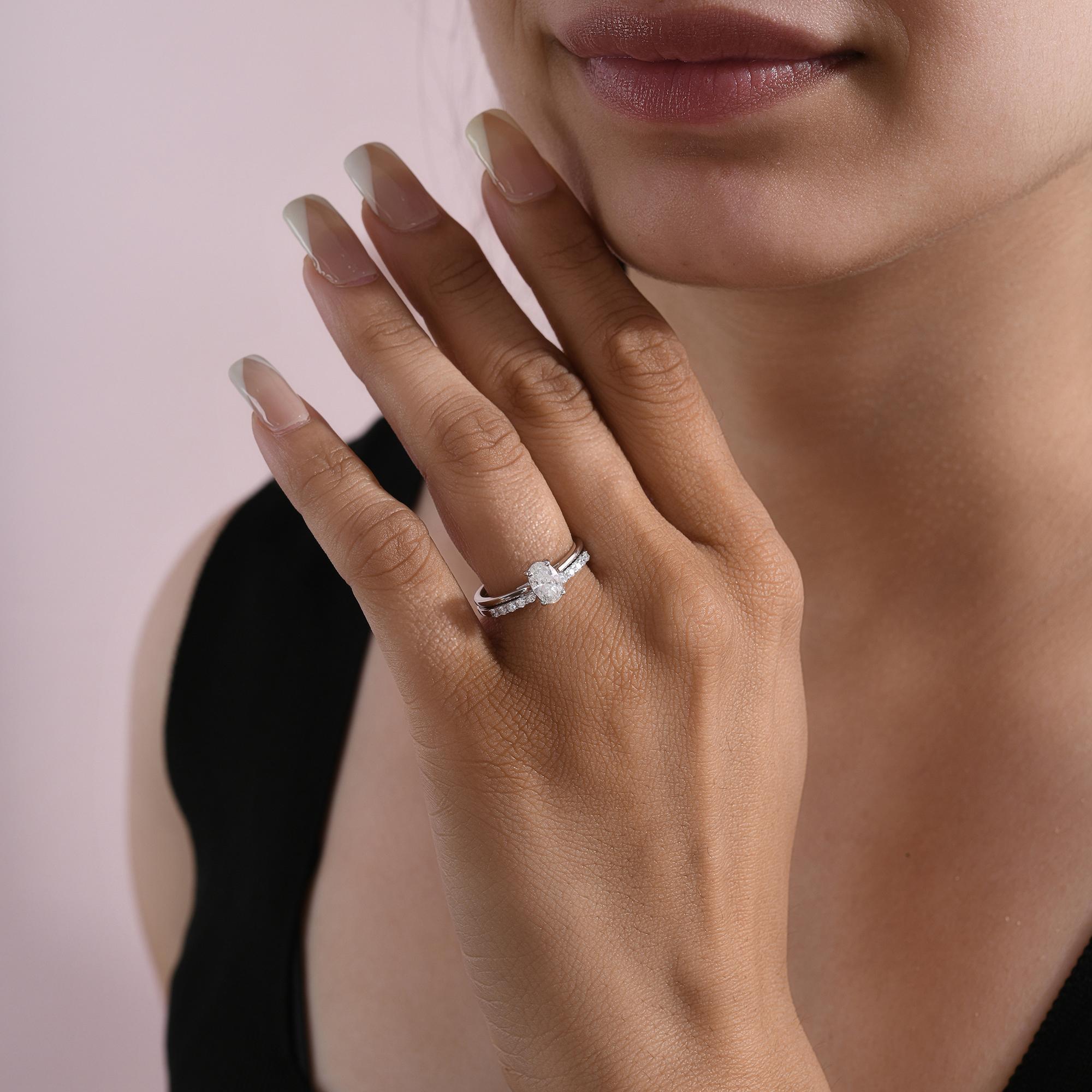 Im Angebot: Echte 0,78 Karat SI Reinheit HI Farbe Diamant Statement Ring 18 Karat Weißgold () 7