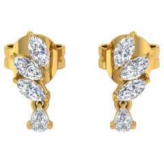 Real 0.8 Karat SI/H Marquise Birnen-Diamant-Ohrringe aus 18 Karat Gelbgold Schmuck