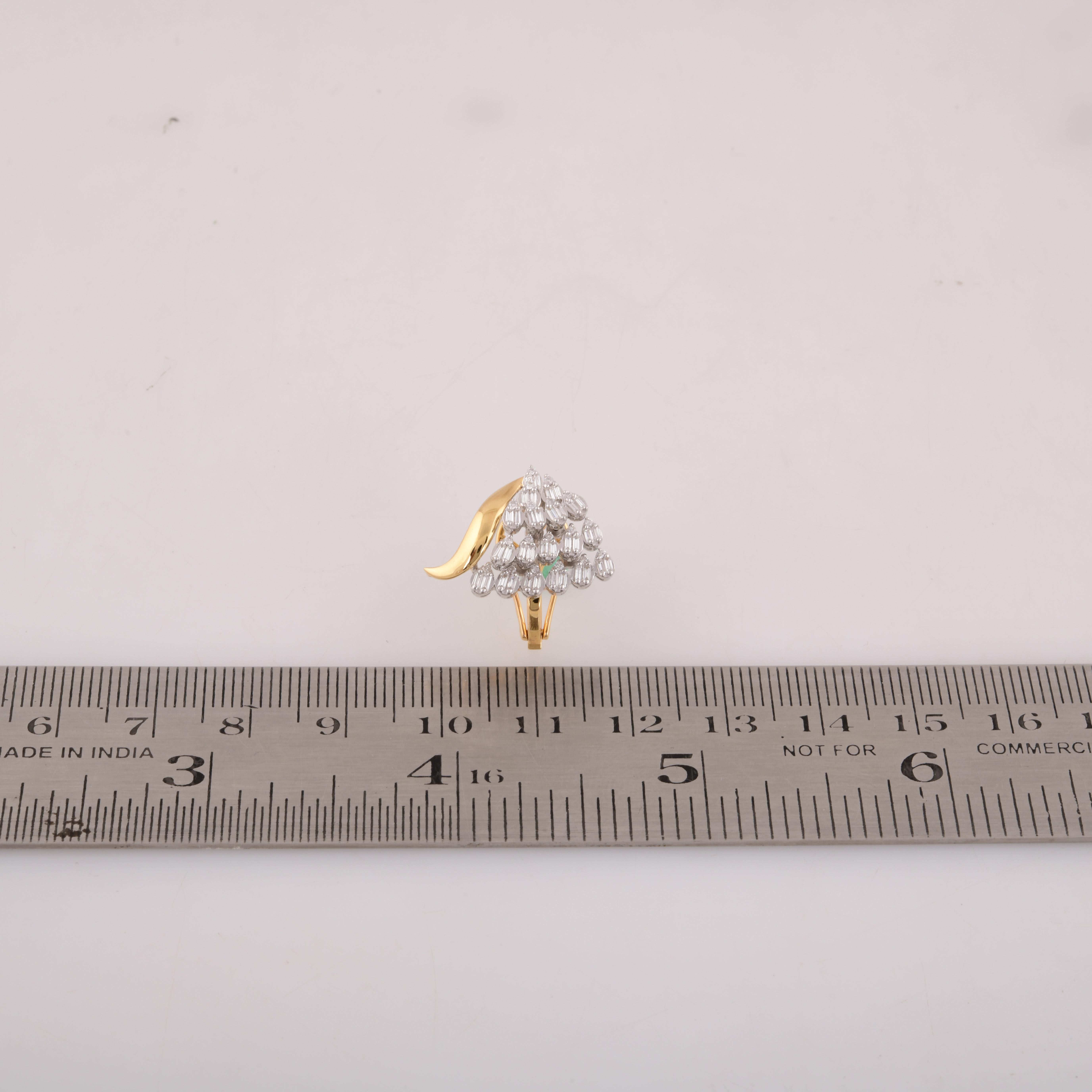 Boucles d'oreilles en or jaune 14 carats avec diamants de 0,80 carat de pureté SI de couleur H Pour femmes en vente