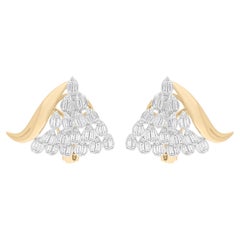 Real 0.80 Carat SI Clarity H Color Diamond Earrings 18 Karat Yellow Gold Jewelry